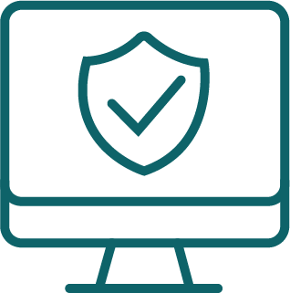 Icon eines Bildschirms mit Schutzschild