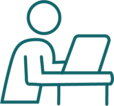 Icon einer Person am Laptop