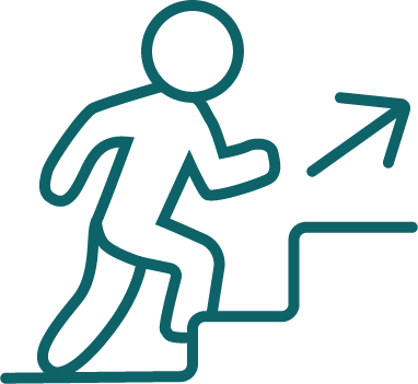 Icon einer Person, die eine Treppe hinaufgeht