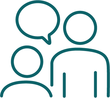 Icon mit mehreren Personen im Gespräch