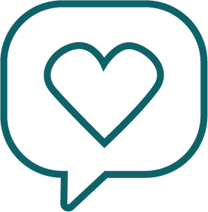 Icon eines Herzens in einer Sprechblase