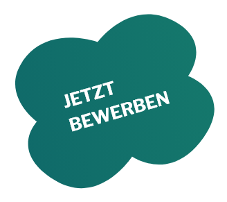 Grüne Sprechblase mit der Aufschrift ‚Jetzt bewerben